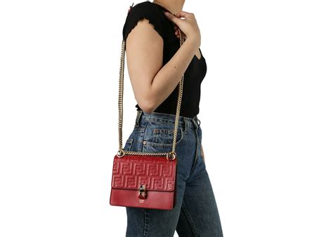 Fendi Kan I Crossbody FF Small Red 